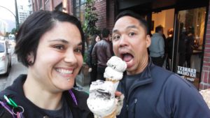 Ice cream pre-race ritual with new friend